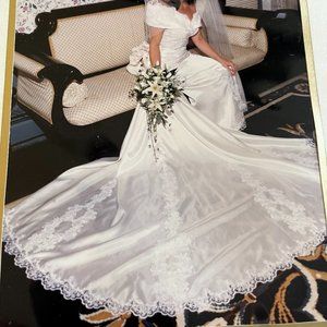 Candlelight Off Shoulder Wedding Gown with Detachable Train